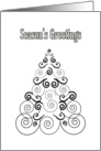 Season’s Greetings, Christmas tree in black & white card