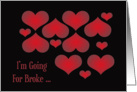 Valentine’s Day, Going for Broke, Be Mine, Red Hearts on Black card