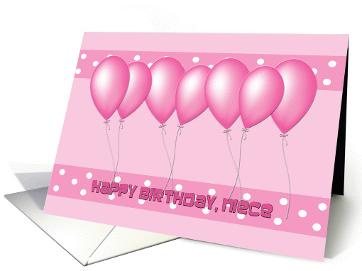 Happy Birthday, Niece! Pink Balloons, Pink Bands, White... (1011429)