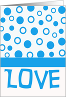 Love on blue and white circles, Any Occasion, Blank Inside card