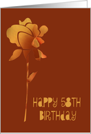 58th Birthday, gold rose card