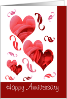 Anniversary, hearts & leaves card