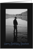 Birthday, brother, vintage, fishing card
