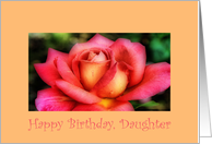 Birthday, Daughter, pink & yellow rose card