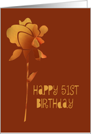 51st Birthday, any one, cut yellow rose card