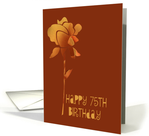 75th Birthday, any one, cut yellow rose card (369195)