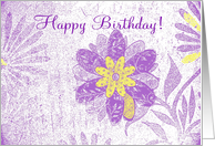Birthday, any one, soft flowers purple card