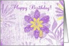 Birthday, any one, soft flowers purple card