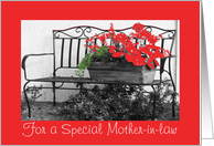 Birthday, Mother-in-law, bench & flowers card