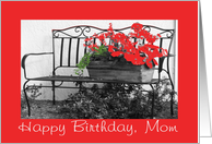 Birthday, Mom, bench & flowers card