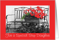 Birthday, Step daughter, bench & flowers card