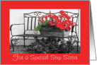 Birthday, Step sister, bench & flowers card