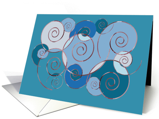Blank card, any occasion, swirls in Blue card (380493)