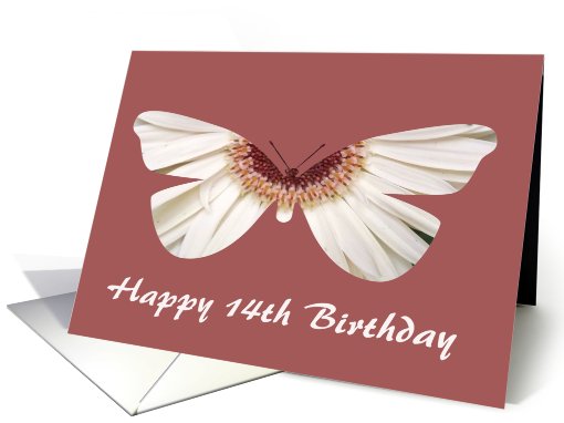 14th Birthday, White Butterfly card (396704)