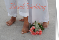 Beach Wedding Invitation, Bare feet in Sand card