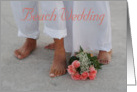 Beach Wedding Invitation, Bare feet in Sand card