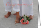 Congratulations, wedding, Bare feet in Sand card