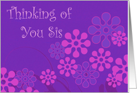 Thinking of You Sis, Retro Flowers card