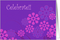 Birthday, Celebrate, Retro Flowers card