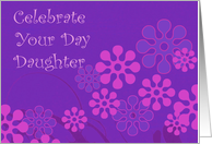 Birthday, Daughter, Celebrate, Retro Flowers card
