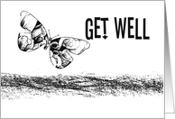 Get Well, black & white butterfly card
