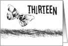 13th Birthday, black & white butterfly card
