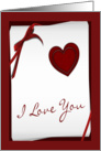 I Love You, Heart & ribbon card