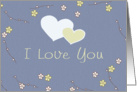 I Love You, hearts on blue card