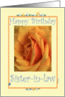 Happy Birthday Sister-in-law, yellow rose card