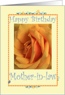 Happy Birthday Mother-in-law, yellow rose card