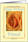 Happy Birthday Friend, yellow rose card