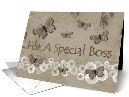 Birthday, Boss, brown butterflies card (480086)