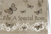 Birthday, Boss, brown butterflies card