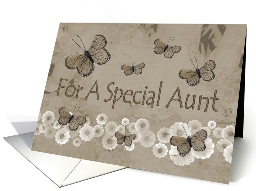 Birthday, Aunt, brown butterflies card (480091)