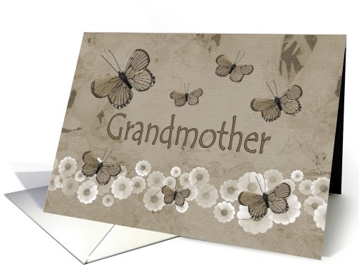 Birthday, Grandmother, brown butterflies card (480107)