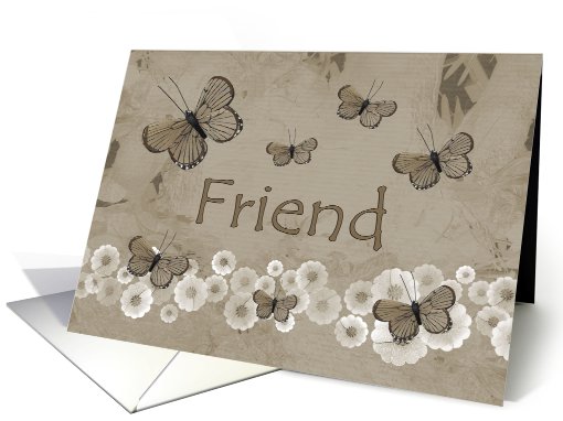 Birthday, Friend, brown butterflies card (480136)