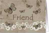 Birthday, Friend, brown butterflies card