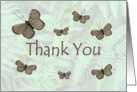 Thank You, brown butterflies on ferns card