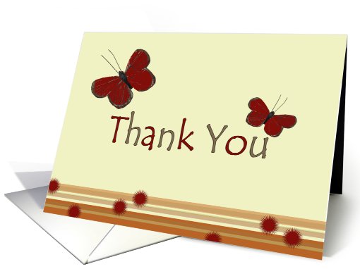 Thank You, red butterflies card (480365)