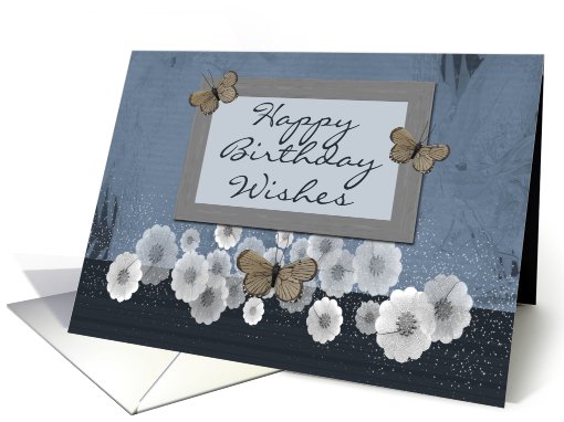 Birthday, flowers & butterflies card (482849)