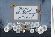 Birthday, flowers & butterflies card