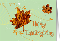 Happy Thanksgiving, Leaves & Pumpkins card