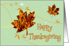 Happy Thanksgiving, Leaves & Pumpkins card