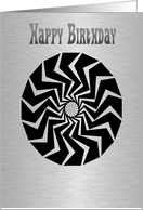 Birthday, black buzzsaw pattern card