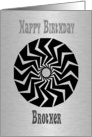 Birthday Brother, black buzzsaw pattern card
