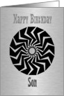 Birthday Son, black buzzsaw pattern card
