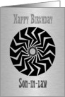 Birthday Son-in-law, black buzzsaw pattern card