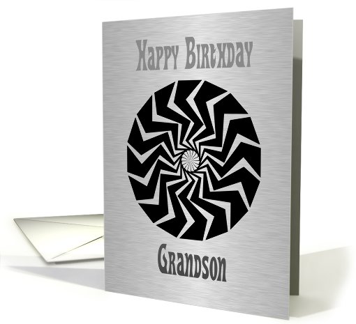 Birthday Grandson, black buzzsaw pattern card (536353)