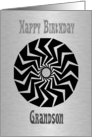 Birthday Grandson, black buzzsaw pattern card