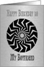 Birthday Boyfriend, black buzzsaw pattern card